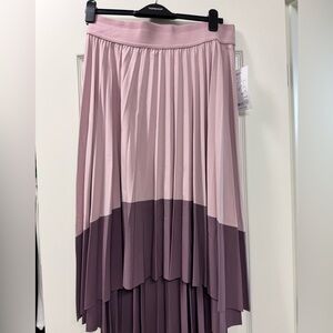 NWT Athleta Swing Forward Pleated Midi Skirt HiLo Sz M Smoked Mauve Pink NEW